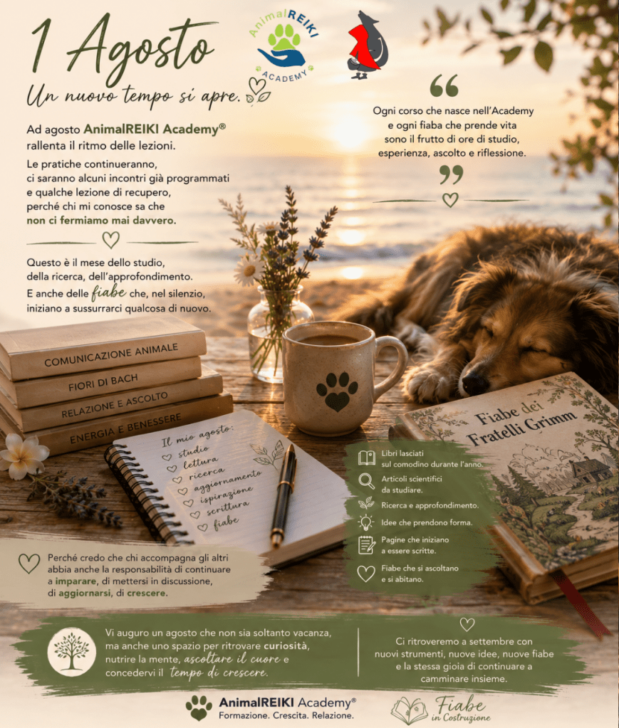 🌿 **Benvenuti nel Mese delle Radici.**
Ci sono stagioni che ci invitano a correre.
E ce ne sono altre che ci insegnano il valore di rallentare.
Per AnimalREIKI Academy® e *Fiabe in Costruzione*, agosto sarà proprio questo.
Un tempo dedicato allo studio, alla ricerca, all'ascolto e a tutto ciò che cresce nel silenzio.
Perché le radici non si vedono.
Ma sono loro a sostenere tutta la foresta.
Buon inizio del nostro **Mese delle Radici**. 🌿